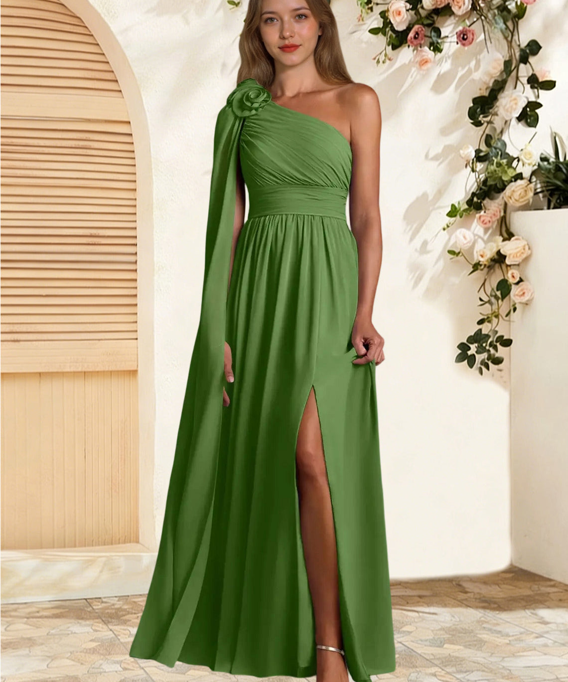 Augday Lancaster A-Line One Shoulder Chiffon Dress