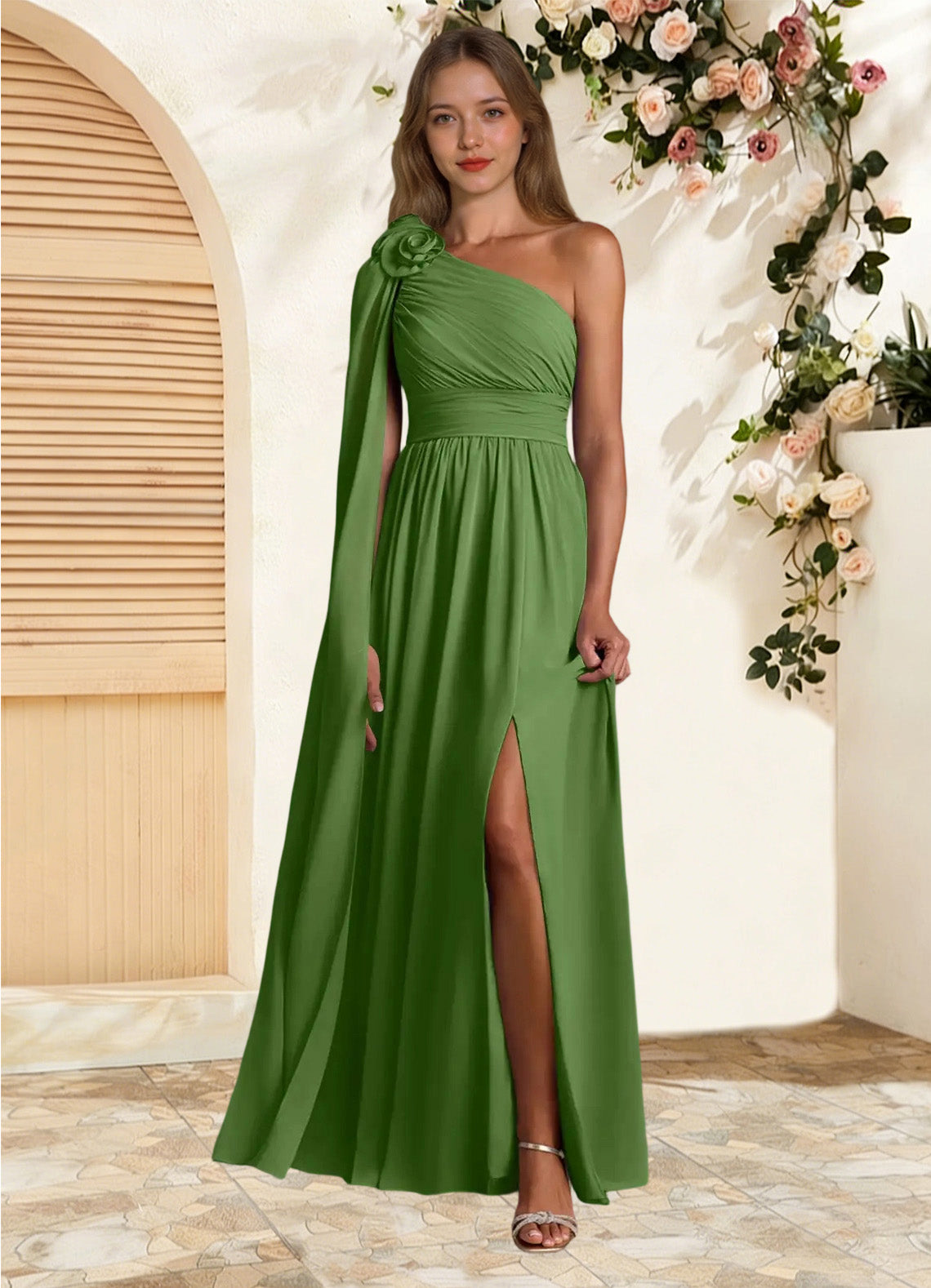 Augday Lancaster A-Line One Shoulder Chiffon Dress