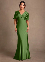 Augday Dosia Sheath Pleated Stretch Satin Dress