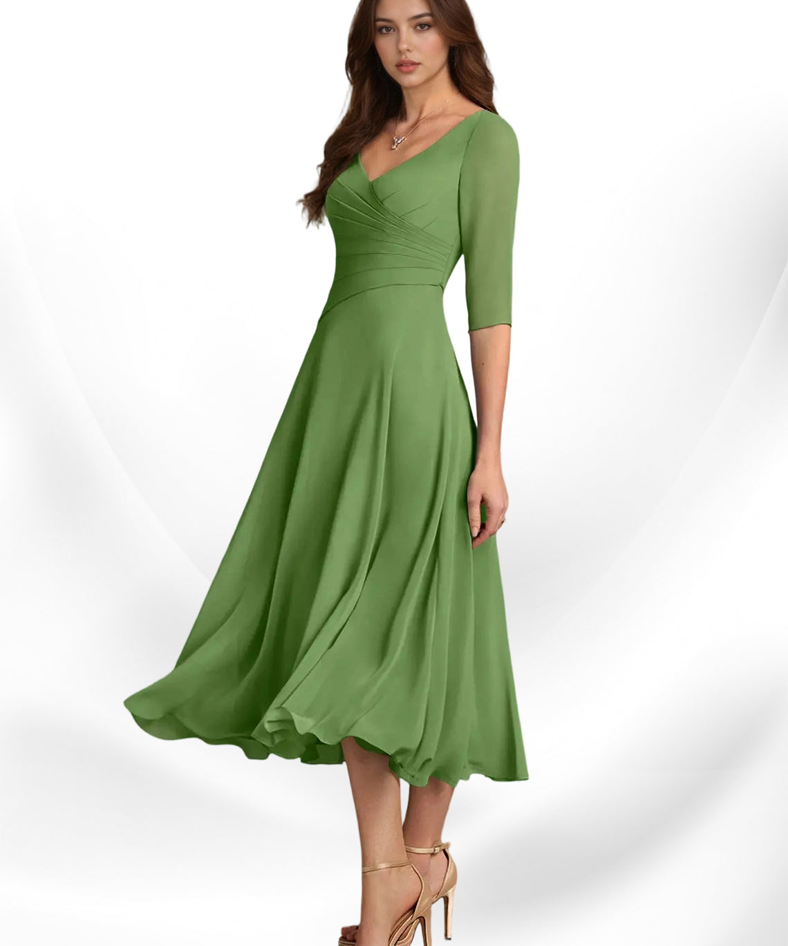 Augay Durant A-Line Pleated Chiffon Dress