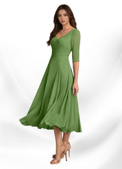 Augay Durant A-Line Pleated Chiffon Dress