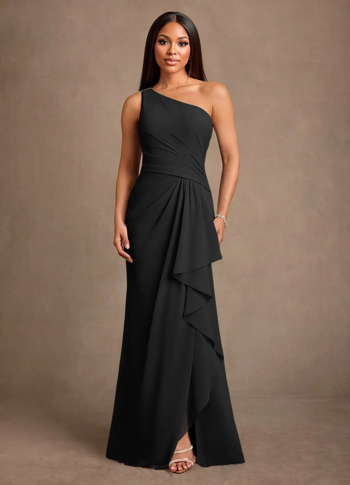 Augday Floy Sheath One Shoulder Chiffon Dress
