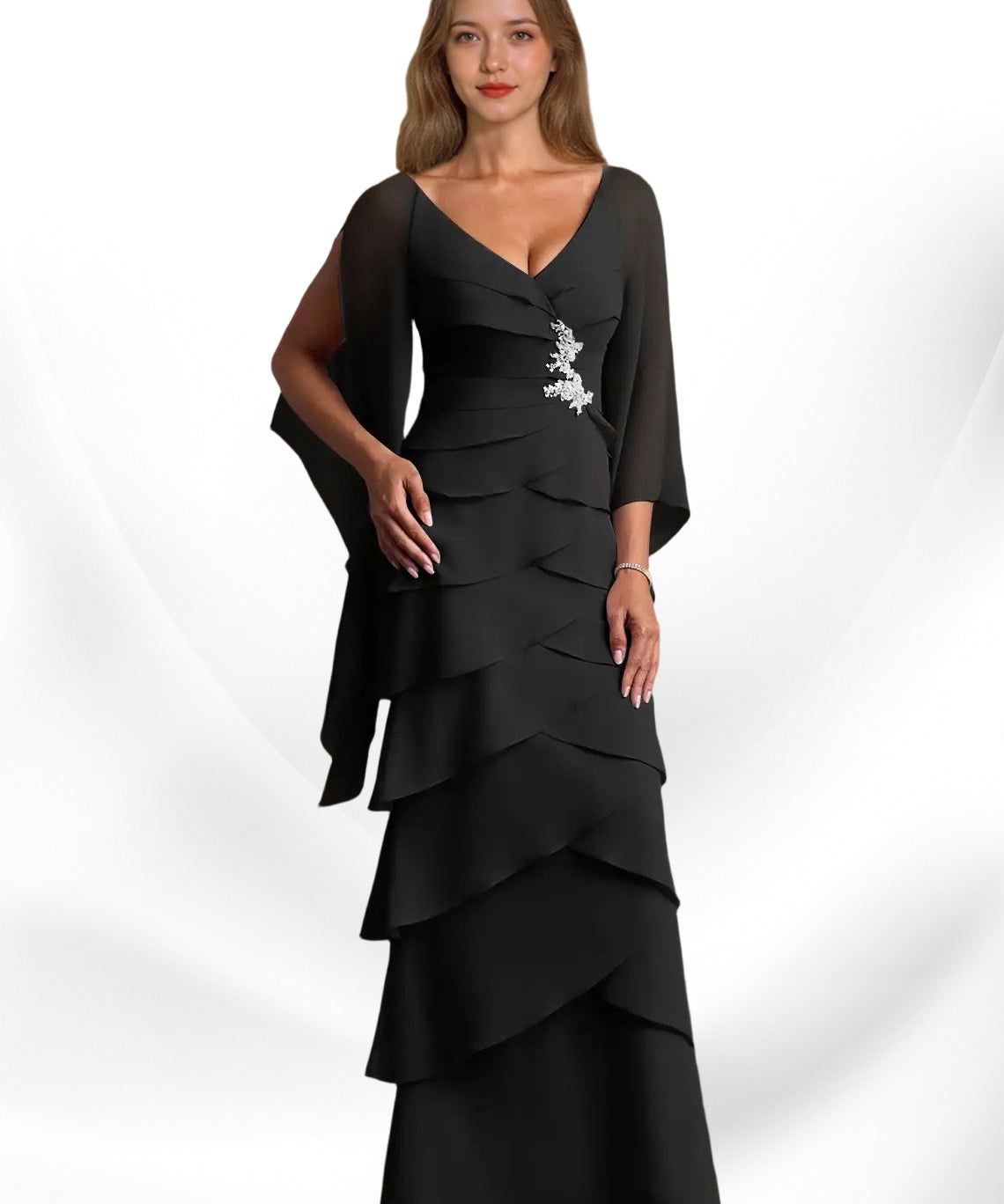 Augday Arabinda Sheath Ruched Chiffon Dress