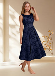 Augday Fulton A-Line Pleated Floral Burnout Dress