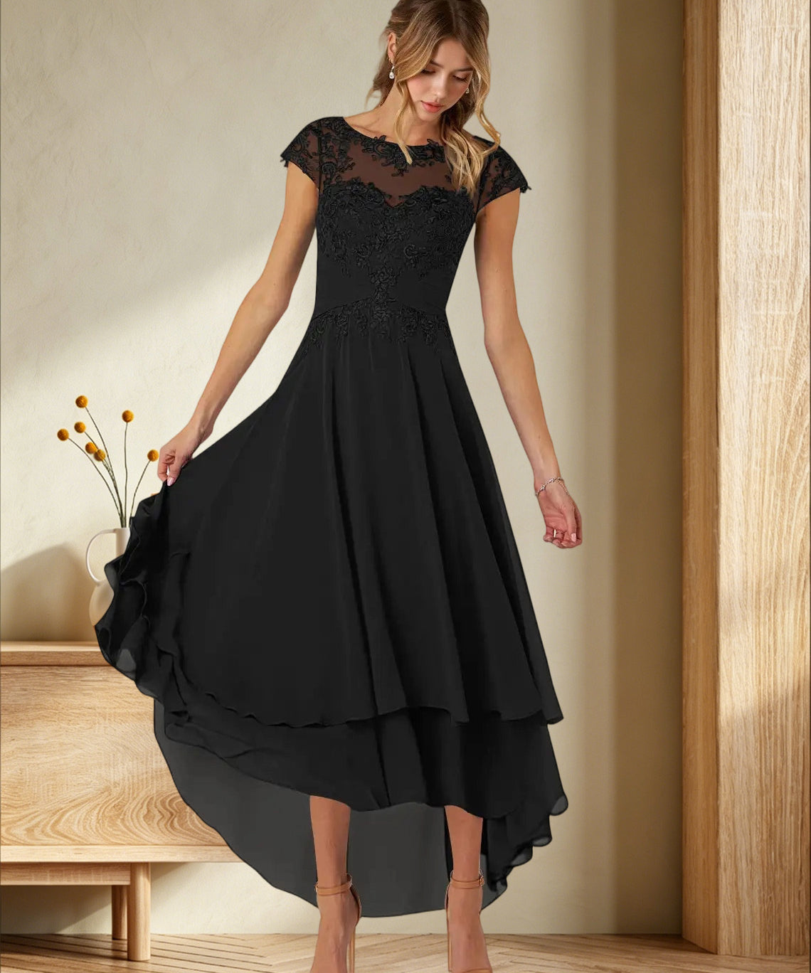 Augday Shonda Lace Chiffon Dress