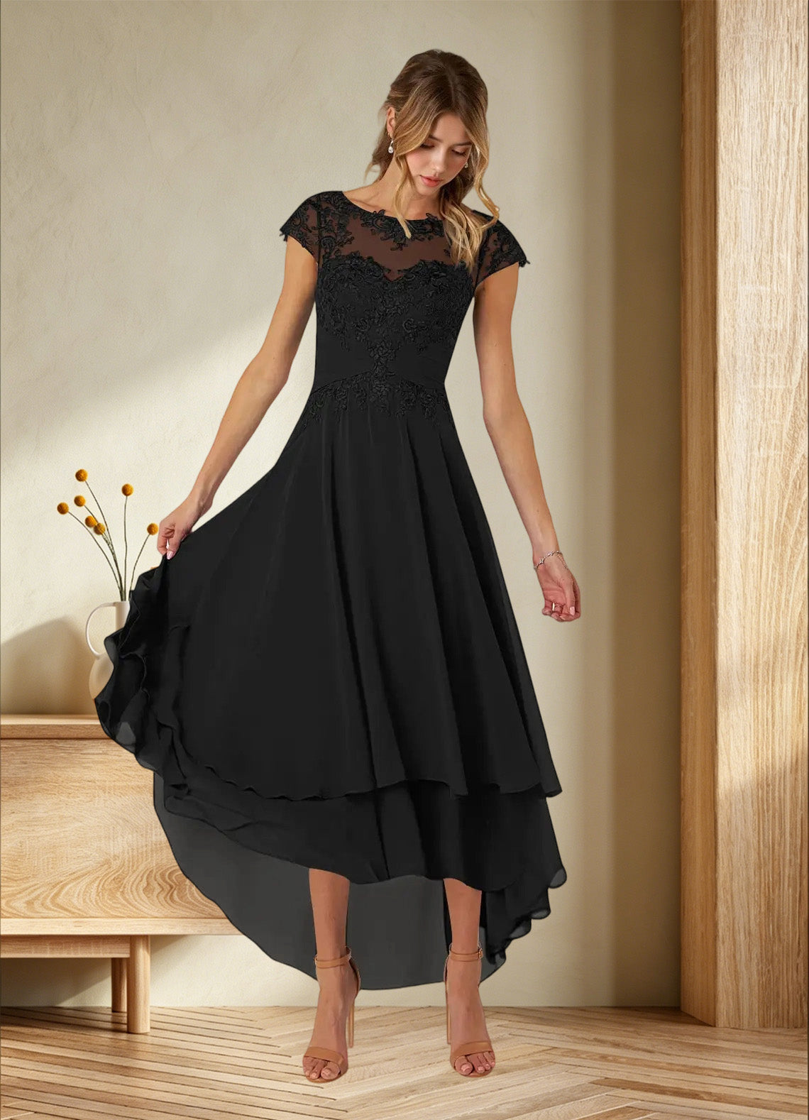 Augday Shonda Lace Chiffon Dress