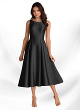 Augday Fulton A-Line Pleated Stretch Satin Dress