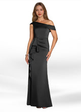 Augday Hamptons A-Line Pleated Stretch Satin Dress
