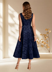 Augday Fulton A-Line Pleated Floral Burnout Dress
