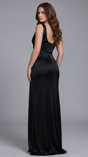 Summer Hot Sale 🌙 THE SATIN SLIP GOWN: COWL NECK, SIDE RUCHING, OPEN BACK