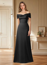 Augday Amelia A-Line Off the Shoulder Stretch Satin Dress
