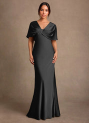 Augday Dosia Sheath Pleated Stretch Satin Dress
