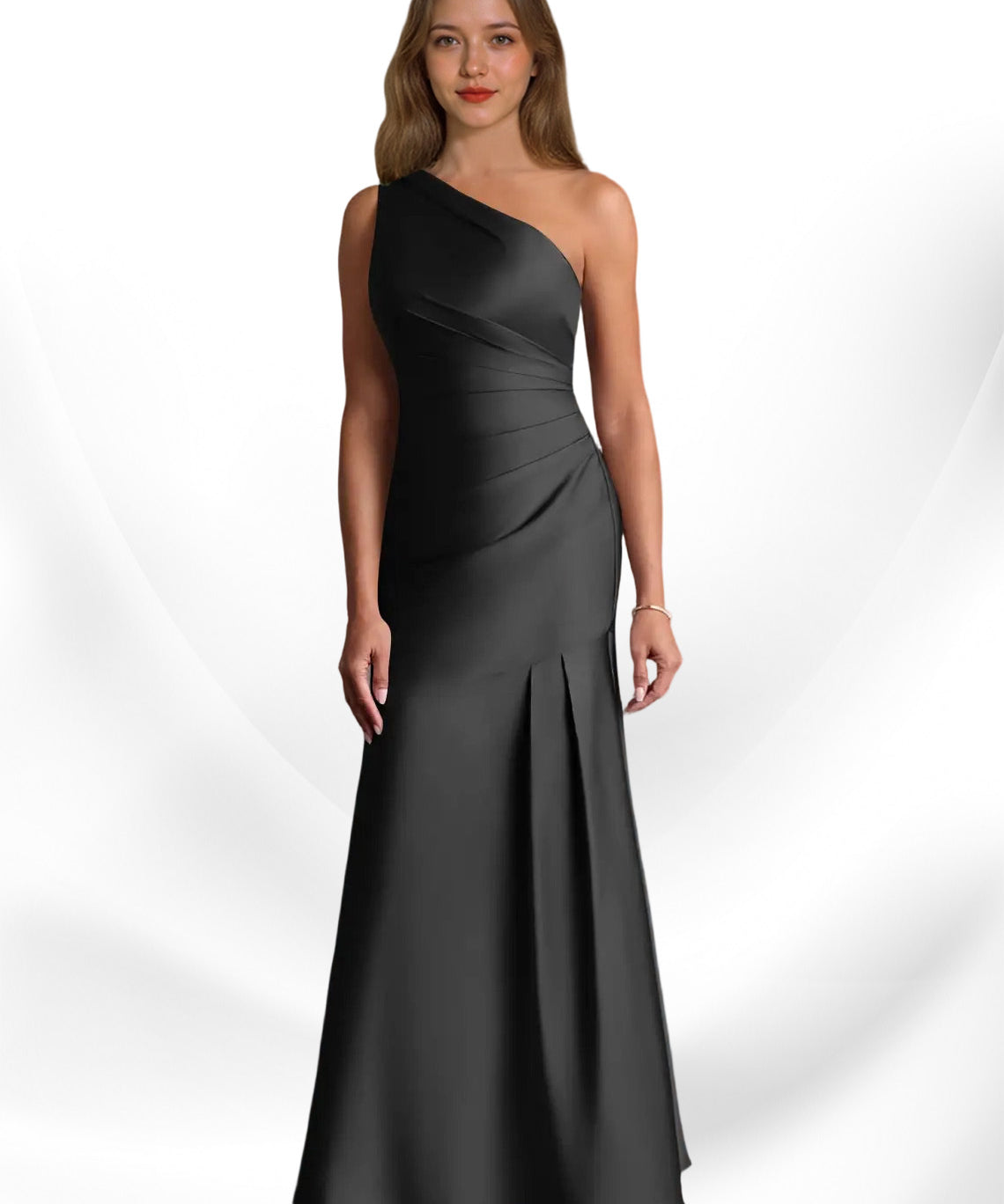 Augday Haifa Mermaid One Shoulder Stretch Satin Dress