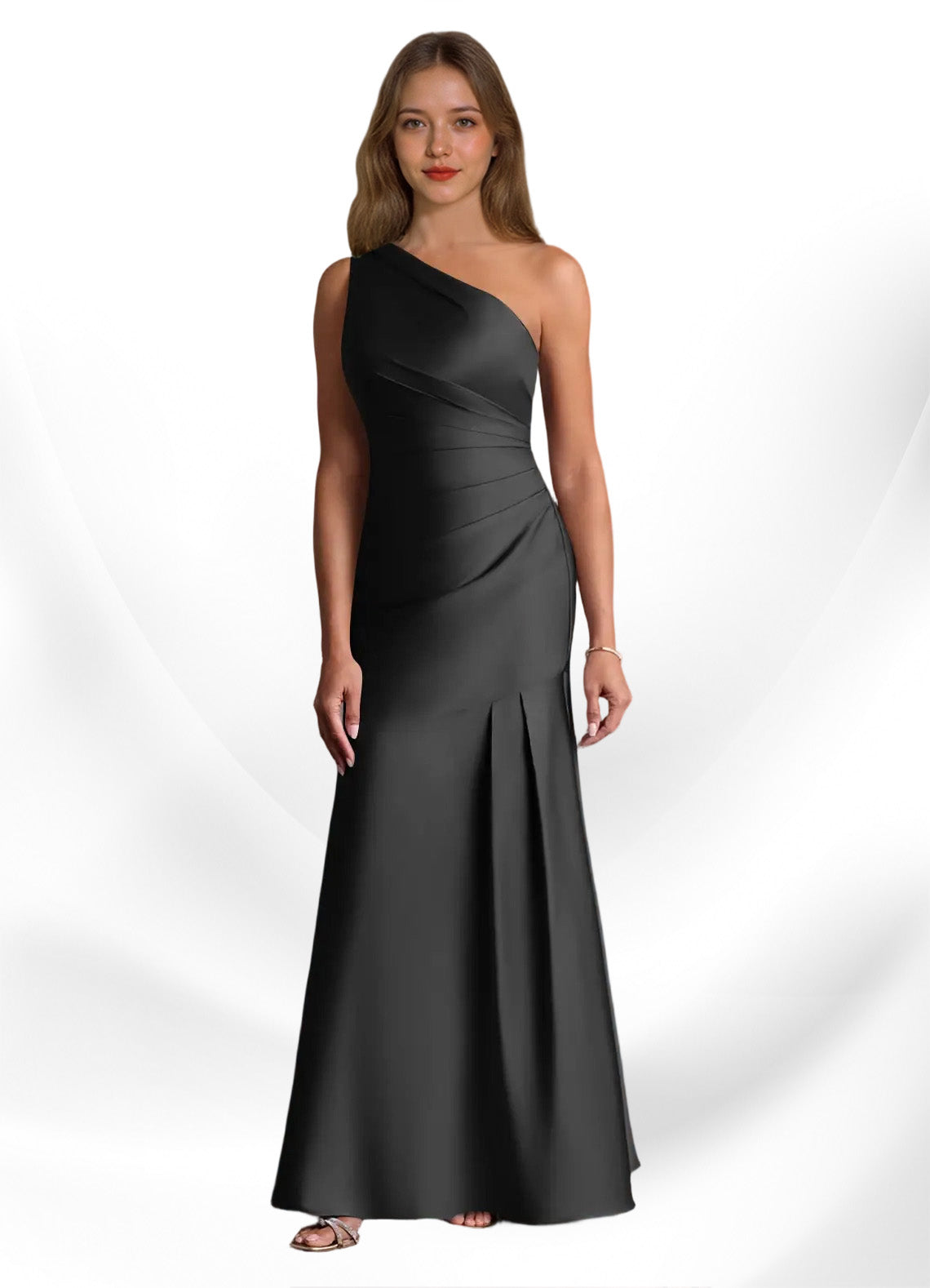 Augday Haifa Mermaid One Shoulder Stretch Satin Dress