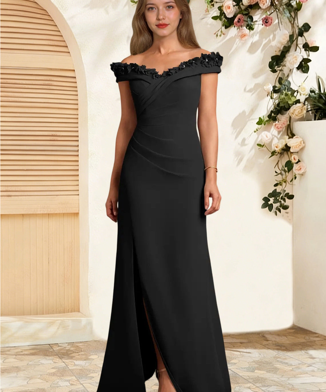 Augday Jettie Sheath Pleated Chiffon Dress