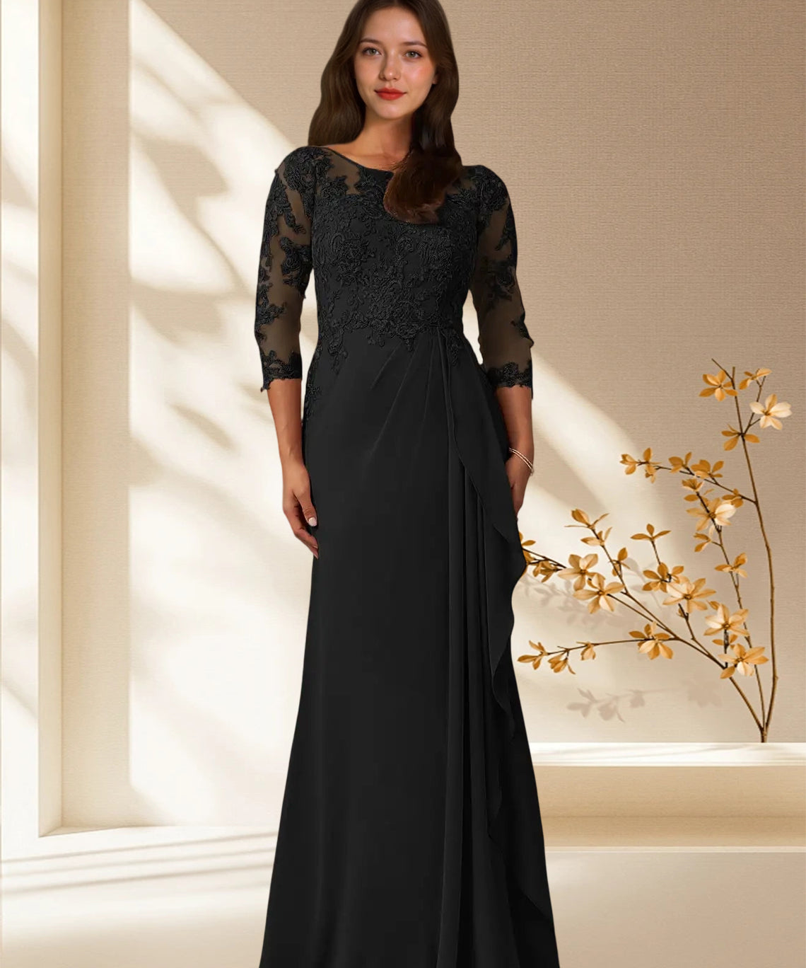Augday Calanthe A-Line Scoop Chiffon Dress