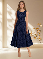 Augday Fulton A-Line Pleated Floral Burnout Dress