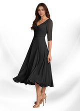 Augay Durant A-Line Pleated Chiffon Dress