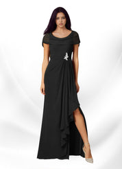 Augday Mary A-Line Side Slit Chiffon Dress