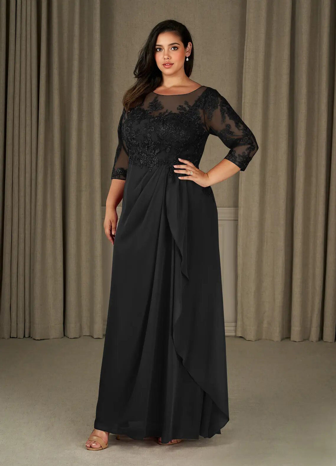 Augday Calanthe A-Line Scoop Chiffon Dress Plus Size