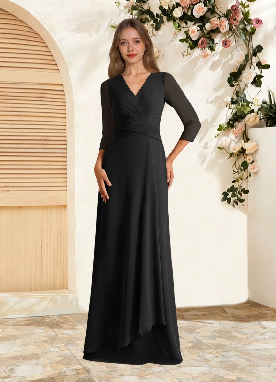Augday Mayfield A-Line Pleated Chiffon Dress