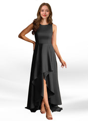 Augday Niles A-Line Trains Stretch Satin Dress