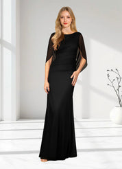 Augday Belladonna Mermaid Scoop Pleated Mesh Dress