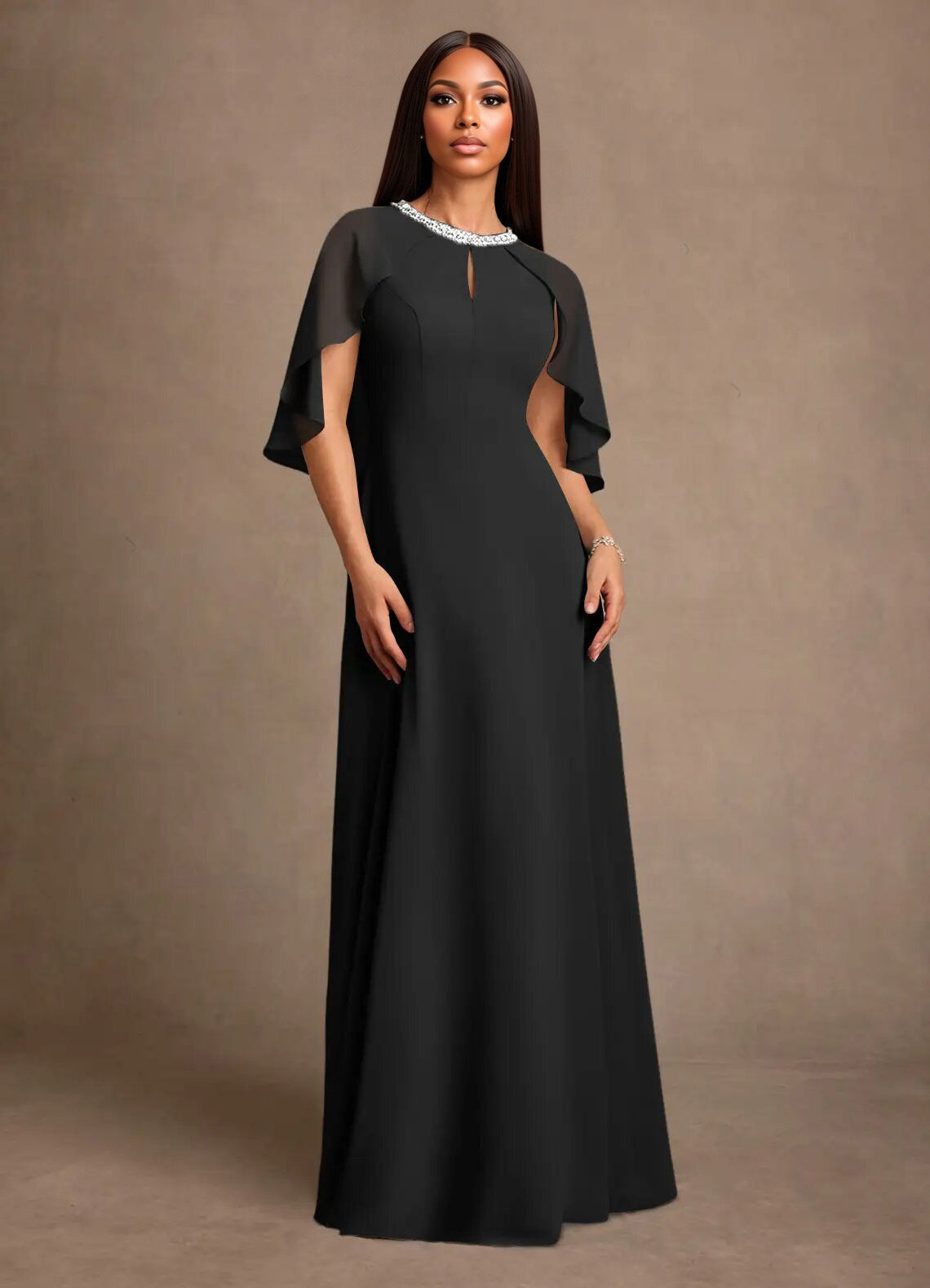 Augday Winnifred A-Line Beaded Chiffon Dress