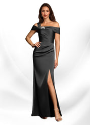 Augday Mermaid Off the Shoulder Stretch Satin Dress