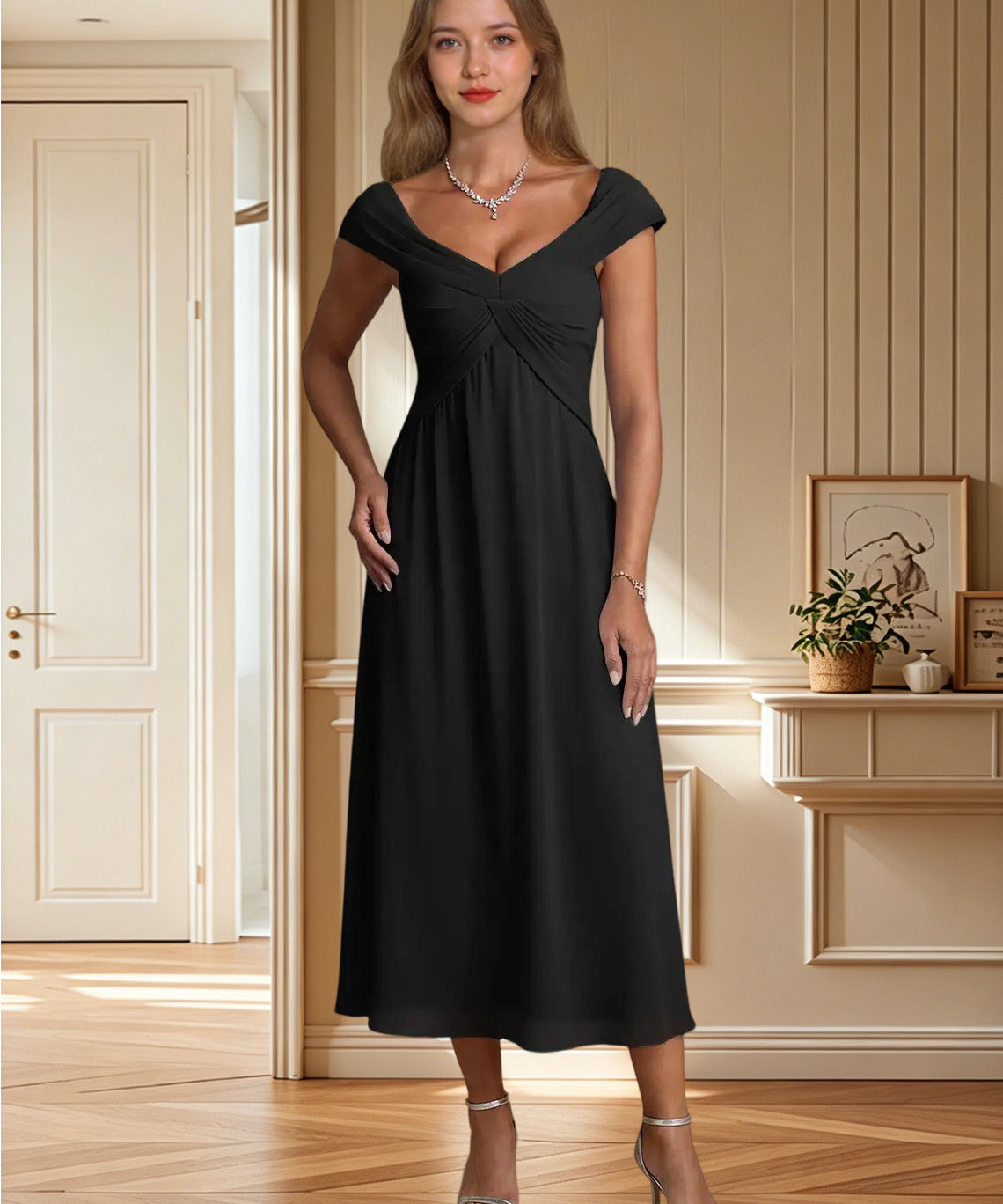 Augday Mirta A-Line Pleated Floral Burnout Dress