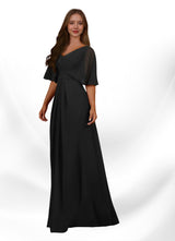 Augday Oksana A-Line V-Neck Pleated Chiffon Dress