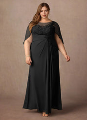 Augday Hera Mother of the Bride Dresses A-Line Lace Capelet Chiffon Dress Plus Size