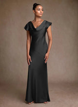 Augday Shelby Mother of the Bride Dresses Mermaid Pleated Stretch Satin Dress