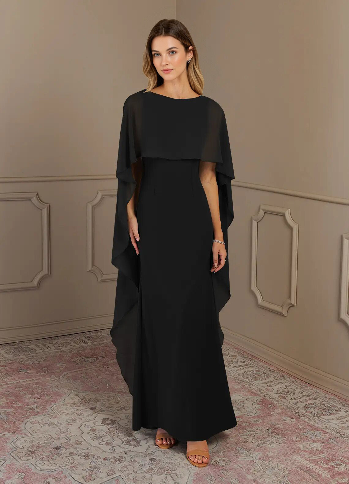 Augday Sheath Scoop Stretch Crepe Dress