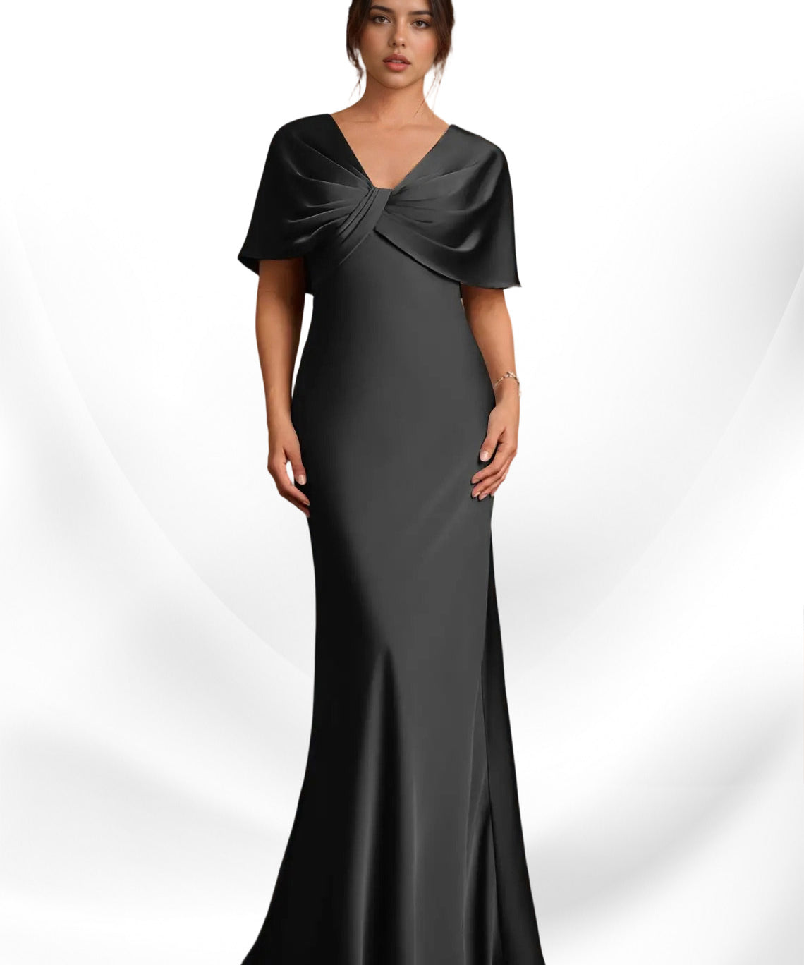 Augday Dosia Sheath Pleated Stretch Satin Dress