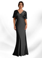 Augday Dosia Sheath Pleated Stretch Satin Dress