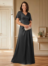 Augday Emmeline A-Line Pleated Stretch Satin Dress
