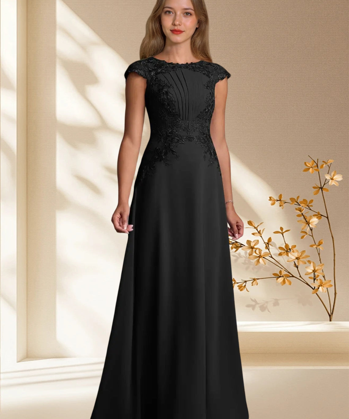 Augday Christi A-Line Lace Chiffon Dress