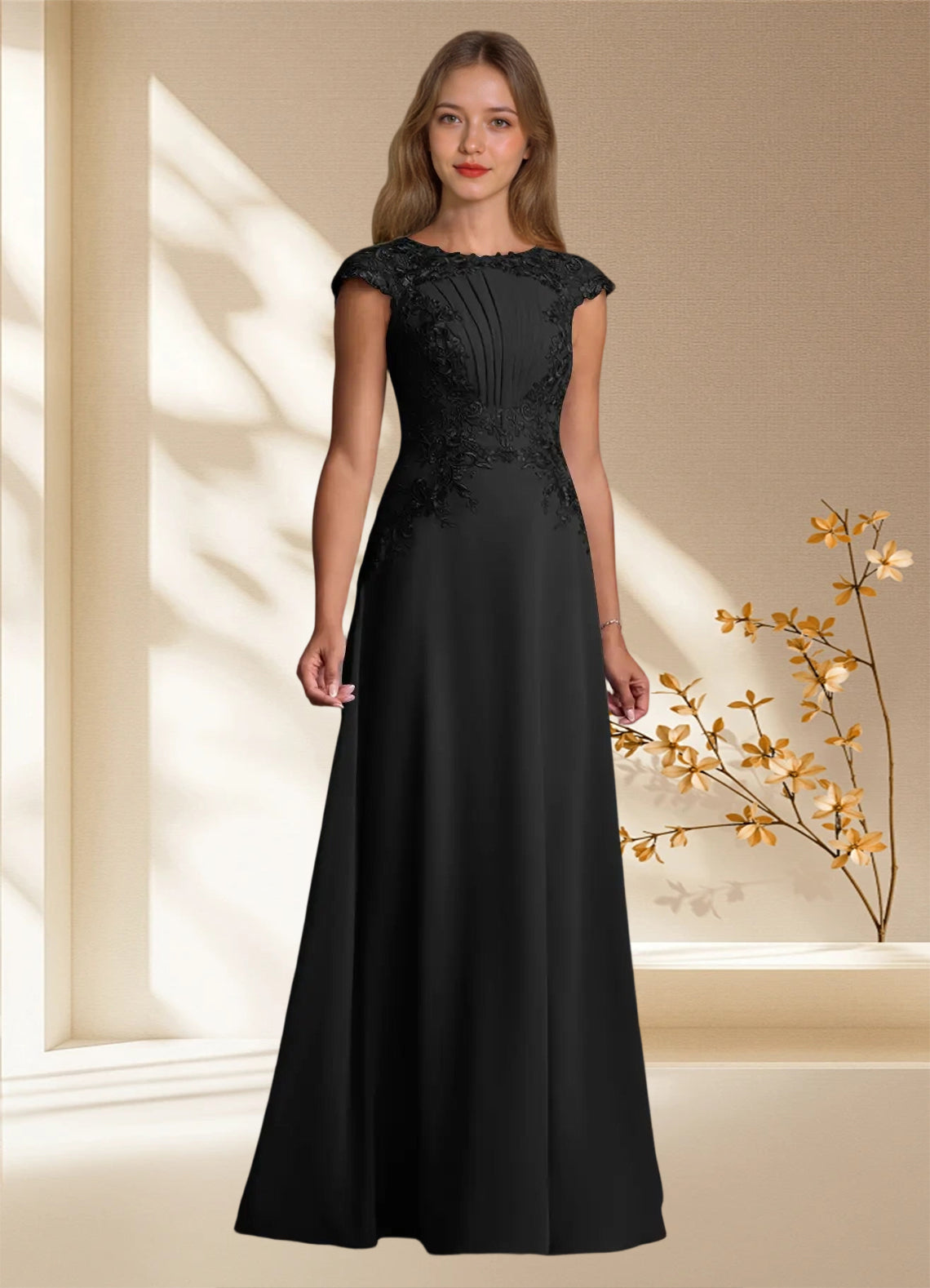 Augday Christi A-Line Lace Chiffon Dress