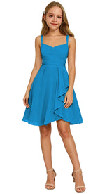 Augday Laly Girl Short Chiffon Flower Girl Dress for Wedding Spaghetti Straps Teens Formal Dresses