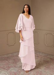Augday OHara A-Line V-Neck Chiffon Dress