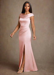 Augday Irvine A-Line Pleated Stretch Satin Dress