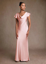 Augday Shelby Mother of the Bride Dresses Mermaid Pleated Stretch Satin Dress