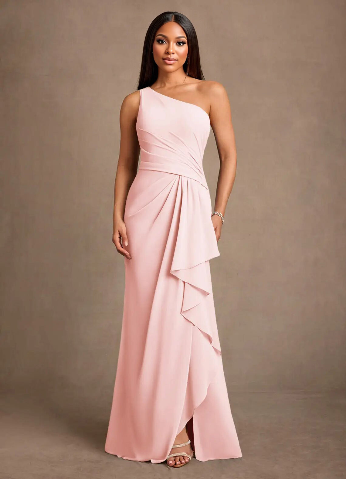 Augday Floy Sheath One Shoulder Chiffon Dress