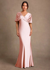 Augday Dosia Sheath Pleated Stretch Satin Dress