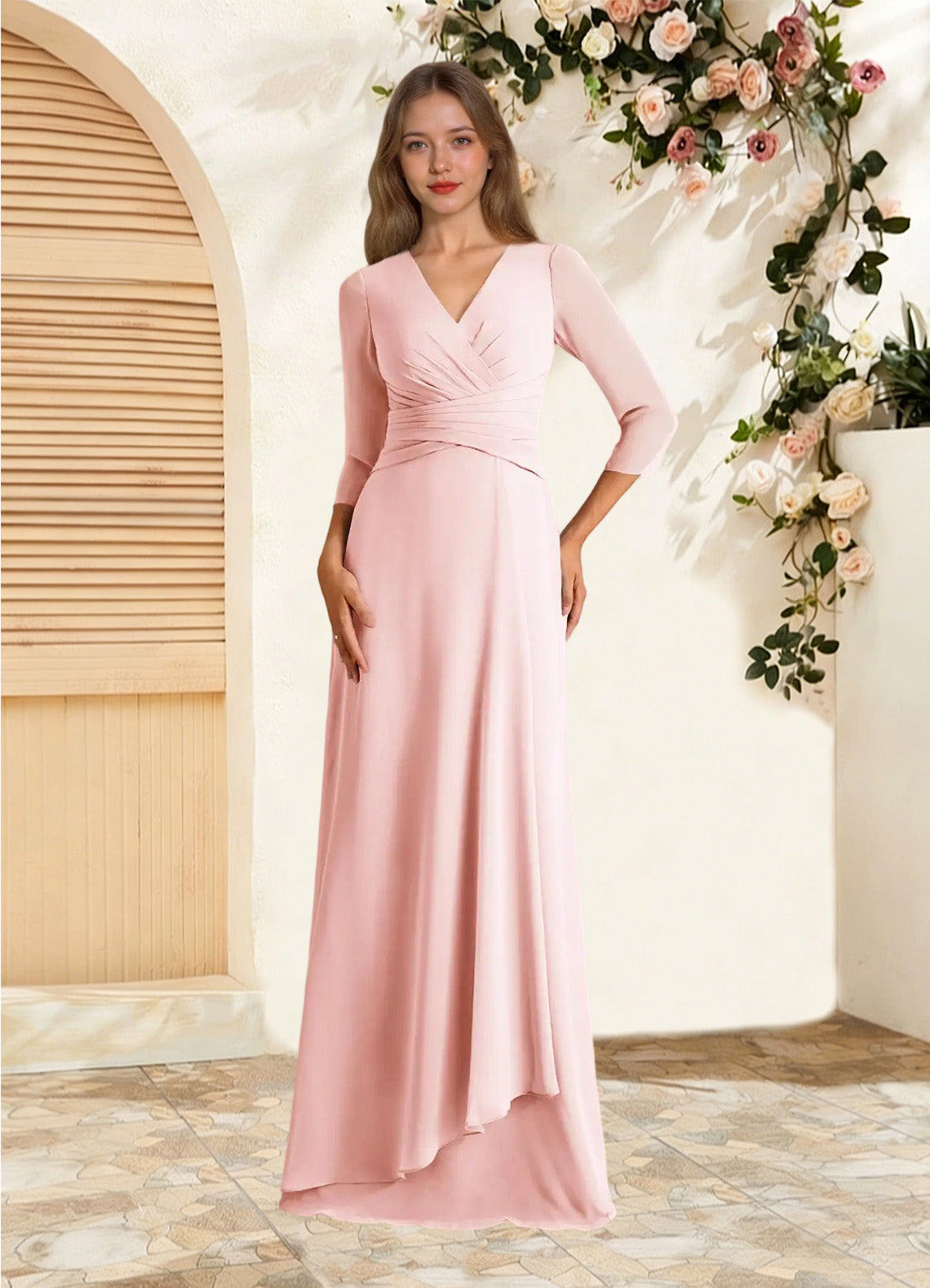 Augday Mayfield A-Line Pleated Chiffon Dress