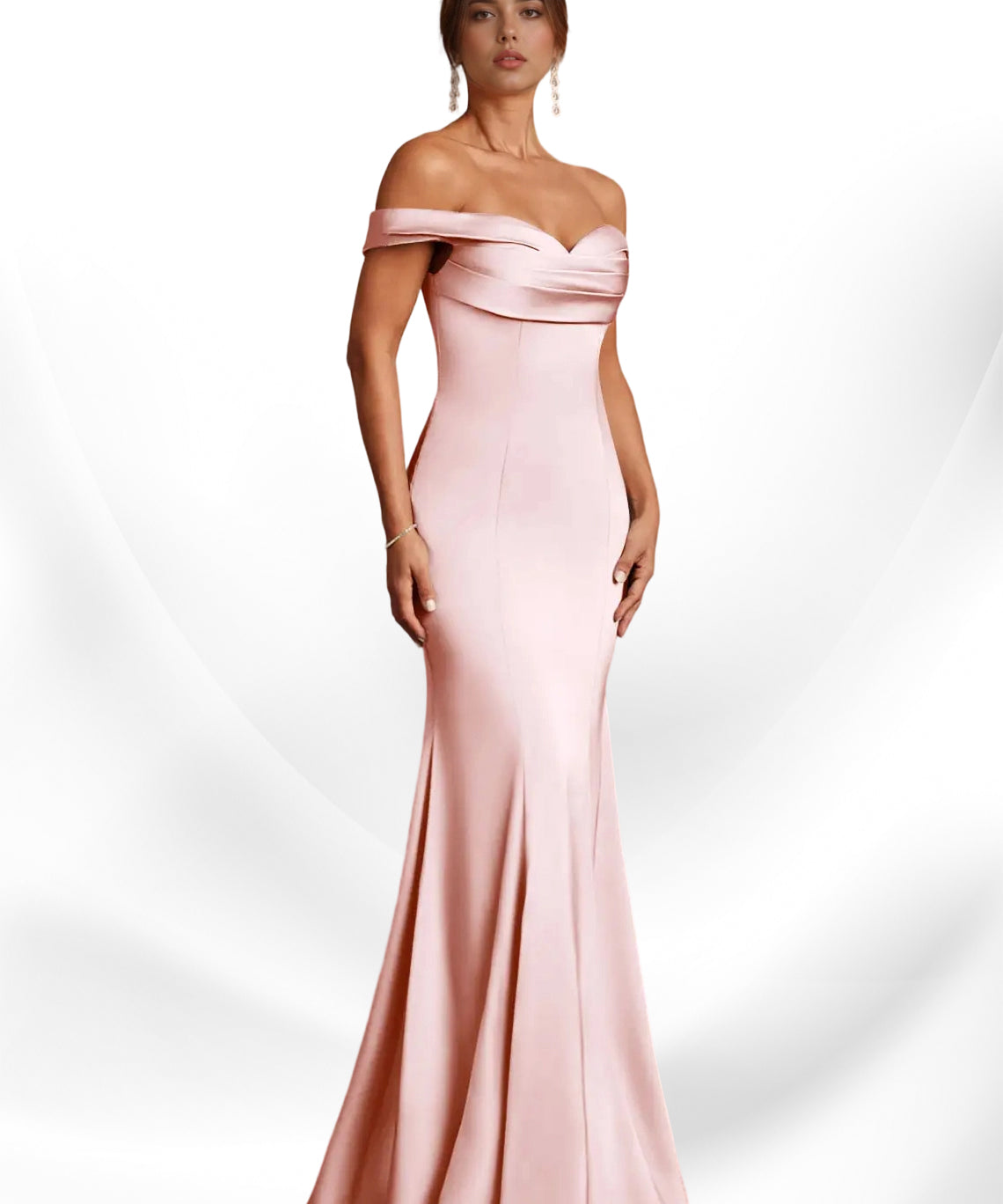 Augday  Mermaid Off the Shoulder Stretch Satin Dress