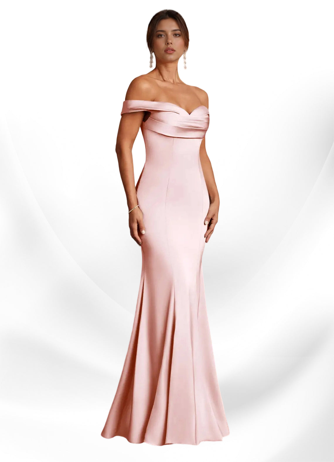 Augday  Mermaid Off the Shoulder Stretch Satin Dress