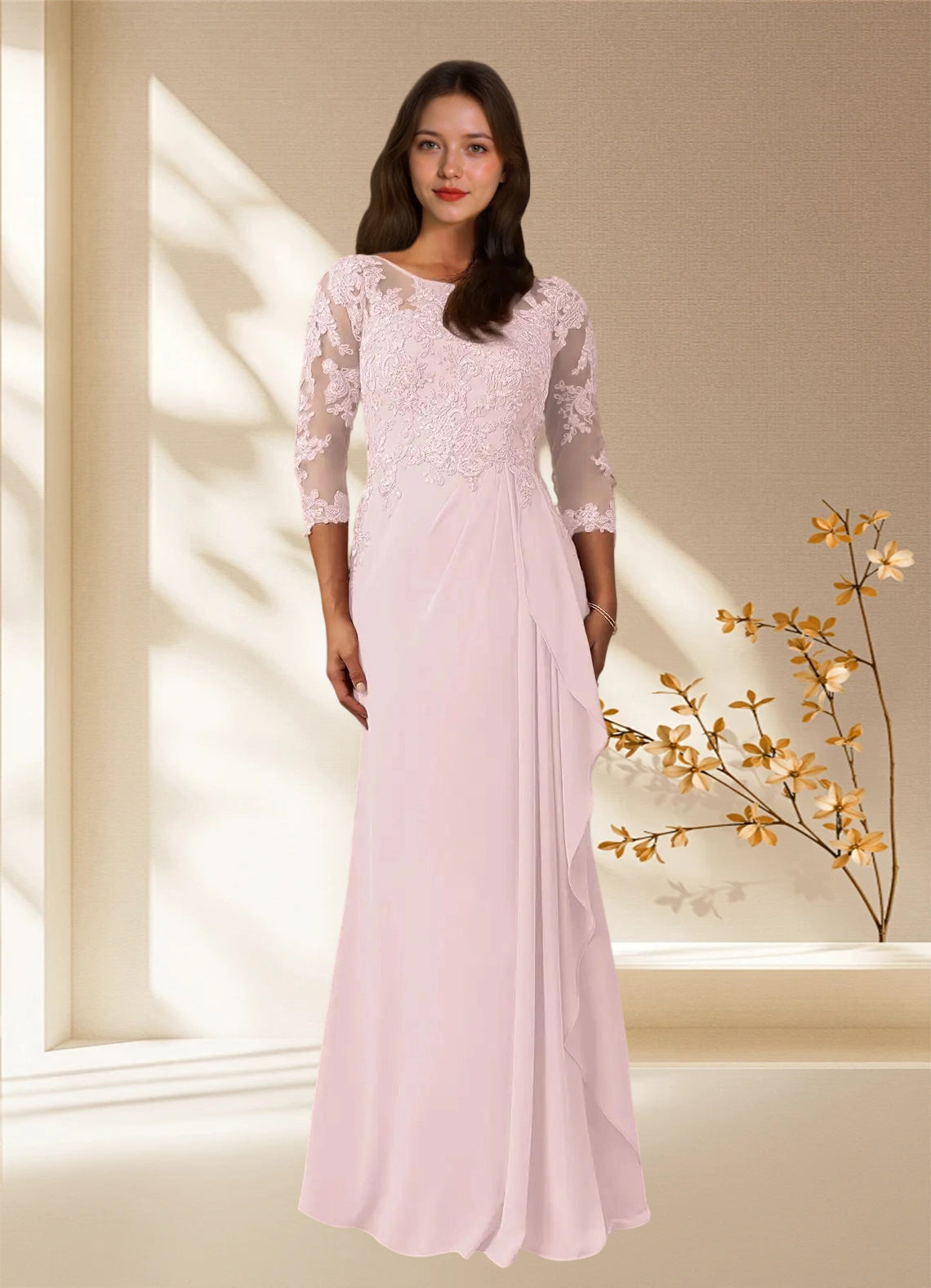 Augday Calanthe A-Line Scoop Chiffon Dress