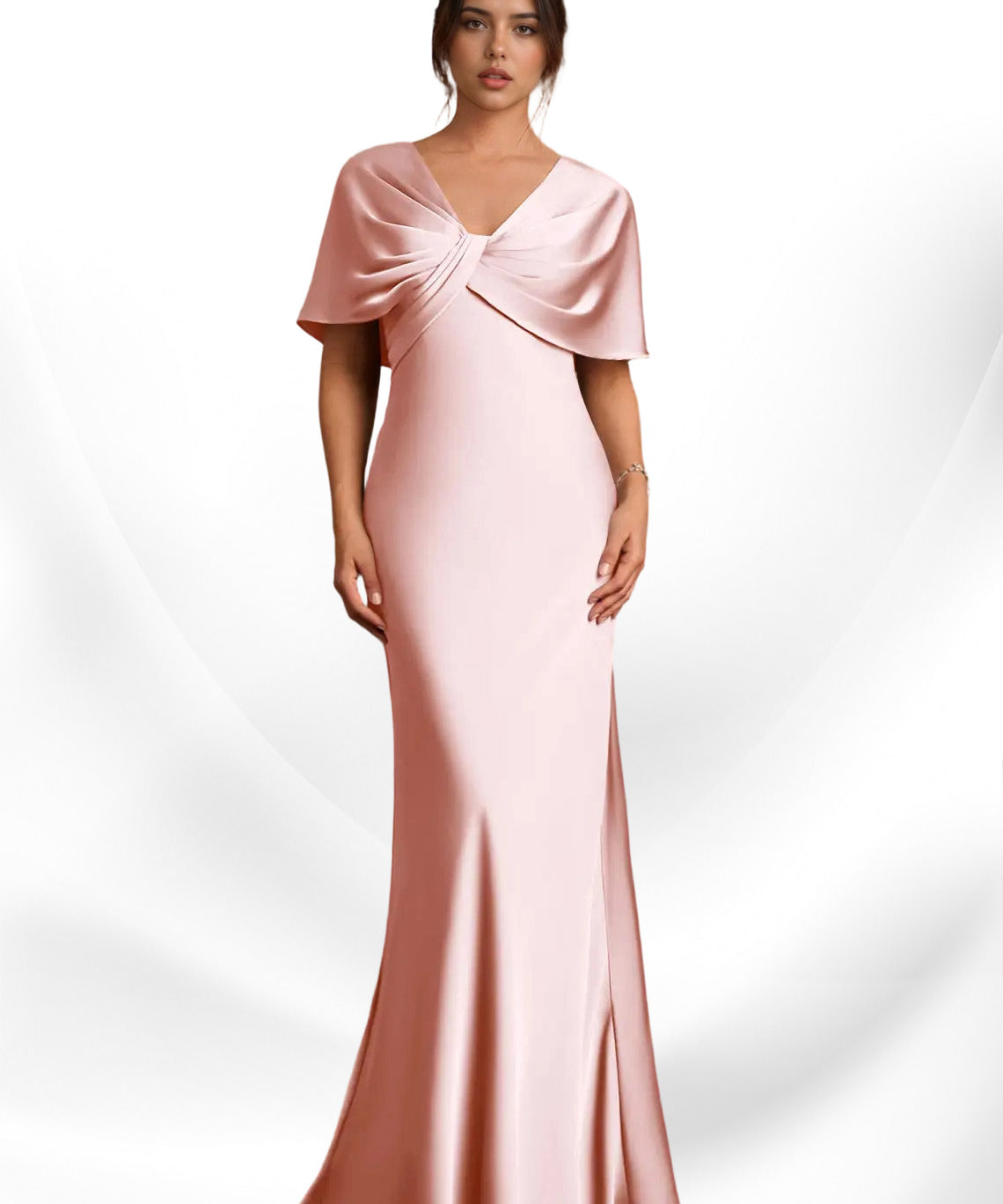 Augday Dosia Sheath Pleated Stretch Satin Dress
